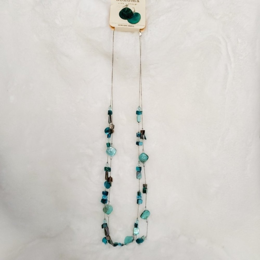 Sonoma NWT Blue Shell Earrings & Necklace Set